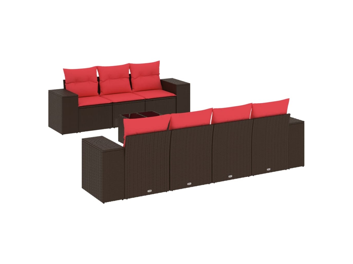 Maison Exclusive - Conjunto De Sofá De Jardín De 8 Piezas Con Cojines, De Poliratán Marrón