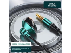 Auriculares estéreo inalámbricos HiFi tipo C con micrófono HD Mdug (verde, 3,5 mm)