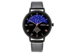 Reloj De Cuero Negra Pareja Analógico De Cuarzo Dial Redondo Acero