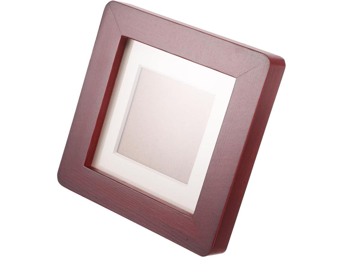 Marco Fotos Cuadrado Madera Maciza 6x6 Pequeño Exhibición Color Beige Paspartú 1 Soporte Estable Bodas Showers