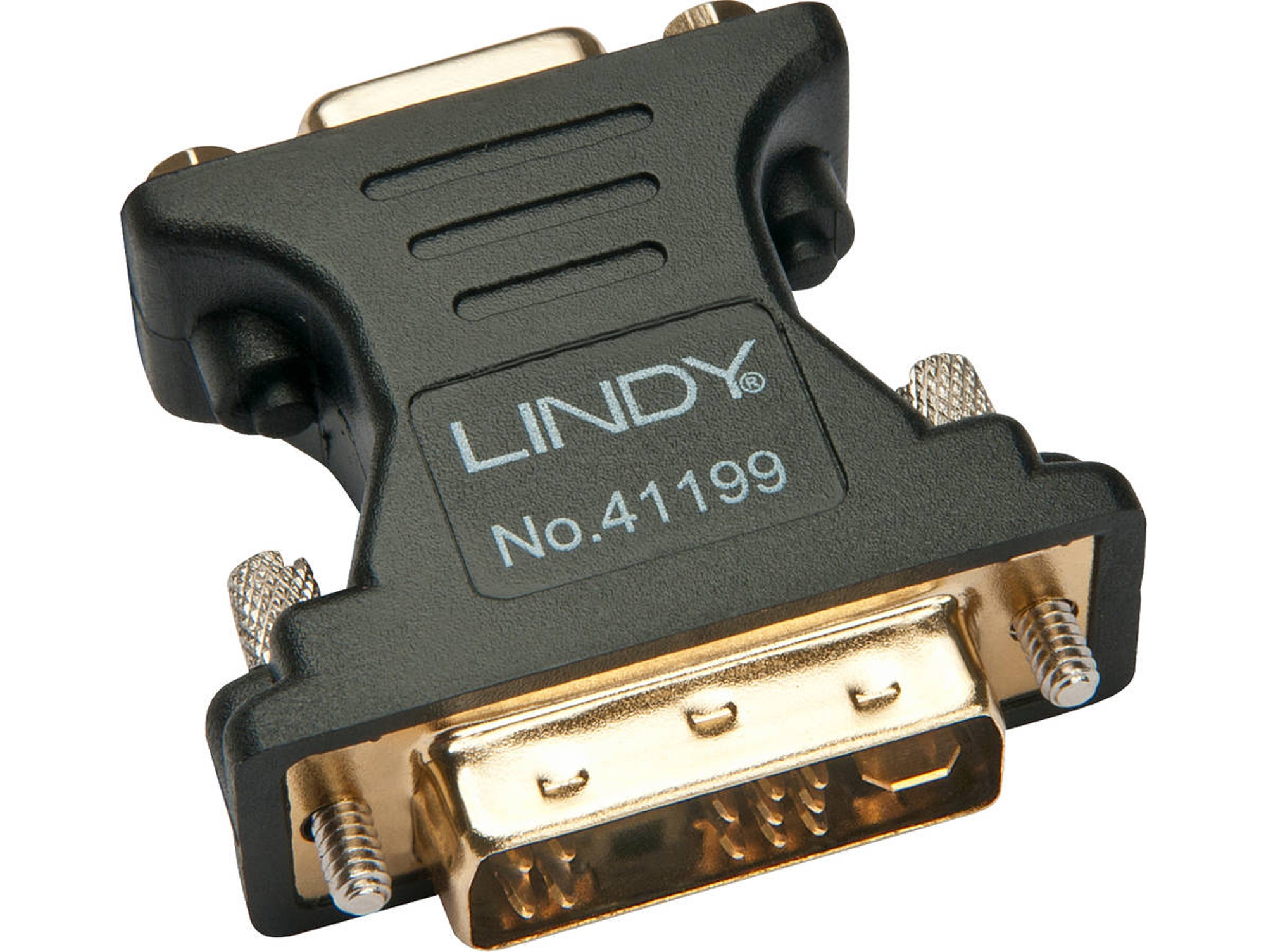 Cable Adaptador LINDY VGA para DVI-I Negro y Dorado