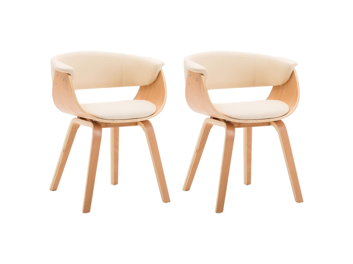 Maison Exclusive - Sillas De Comedor 2 Uds Madera Curvada Y Cuero Sintético Crema