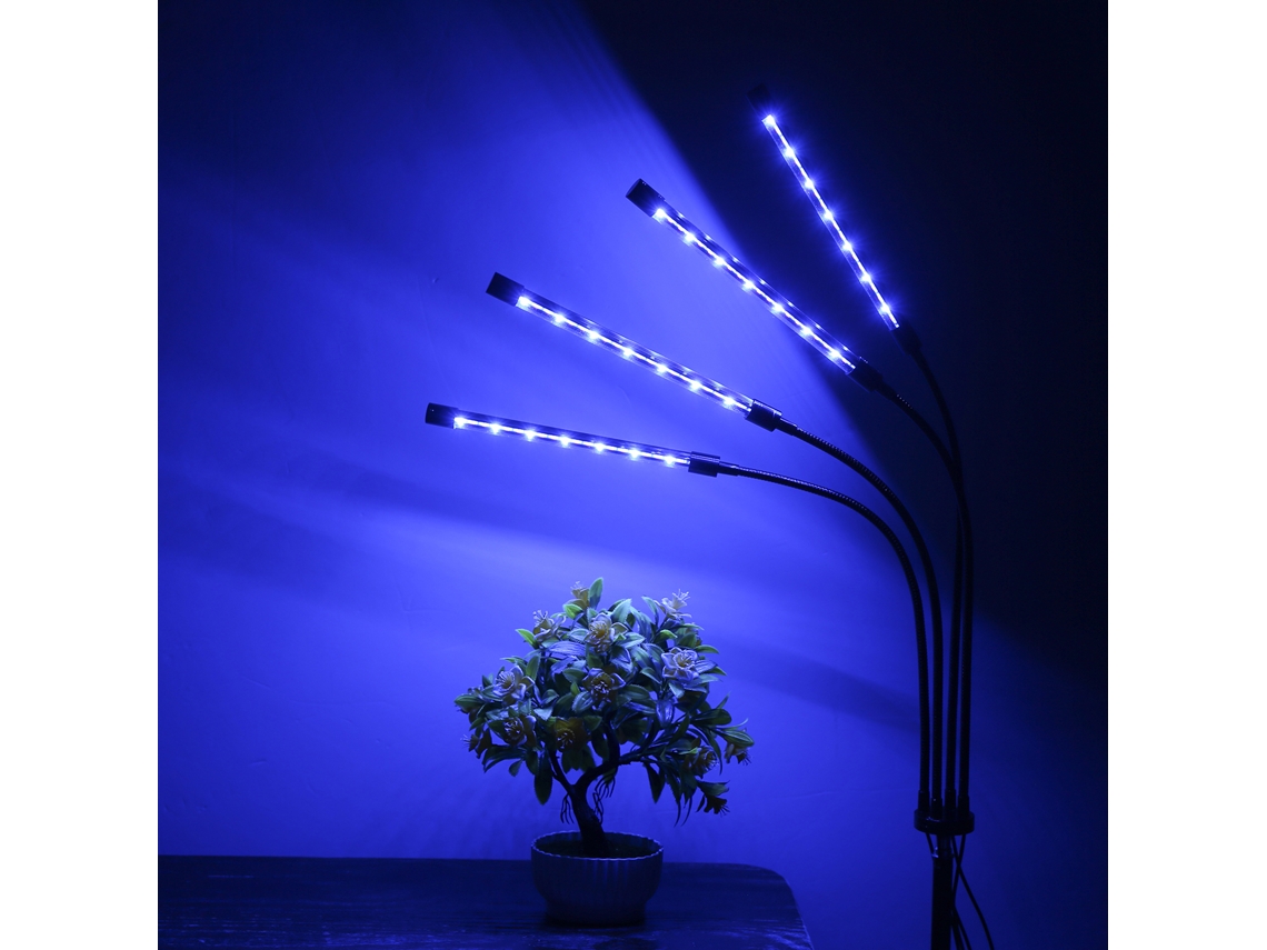 Lámpara de cultivo Tomshine 2026 con 4 cabezales, trípode ajustable, 80 W, 80 LED, espectro completo, control de doble intensidad con temporizador.