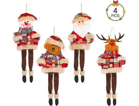4 piezas de adornos para árboles de Navidad Decoraciones colgantes de Navidad Conjunto de adornos de Navidad Árbol de Navidad Adornos de Papá Noel