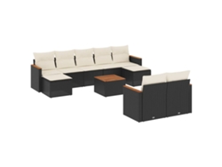Maison Exclusive - Set De Sofás De Jardín 10 Pzas Cojines Ratán Sintético Negro