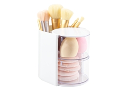 Caja Giratoria Doble Blanca (2 Uds.), Para Brochas, Accesorios De Cabello, Esponjas Y Joyas.