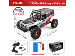 Coche RC 1/12 124006 4WD todoterreno con LED 2.4G escalada de alta velocidad, rojo Aeuzwr