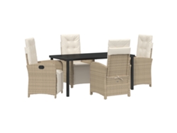 Juego de comedor Vidaxl de 5 piezas con cojines en ratán sintético beige