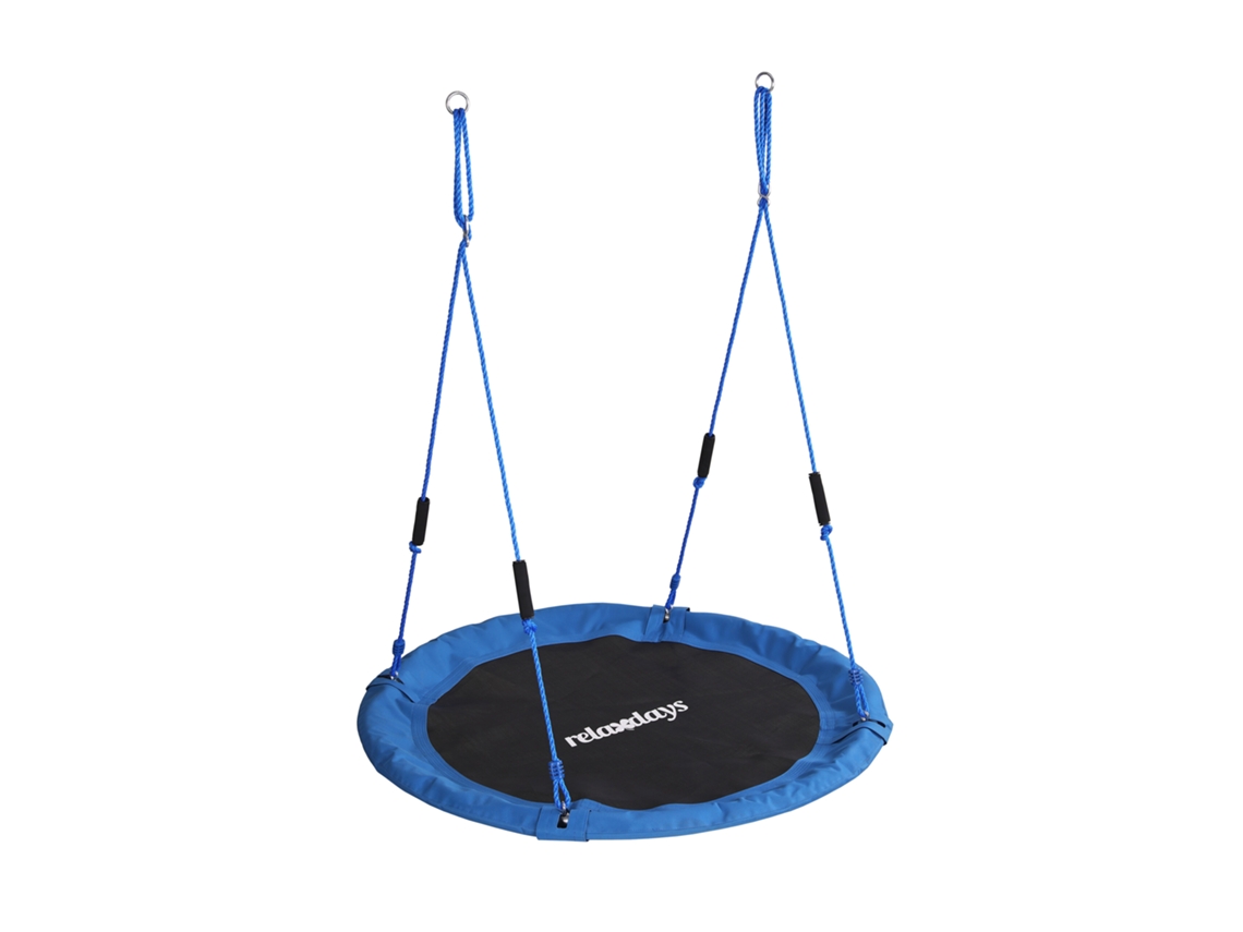 Relaxdays Baloiço Ninho Redondo, Alças Em Espuma, Crianças, Ajustável, Exterior, Ø: 120 Cm, Até 100 Kg, Azul