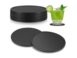 Posavasos Redondos De Silicona Negra, A Prueba De Derrames, Para Vasos De Café, Cerveza Y Vino, Para El Hogar Y El Bar.