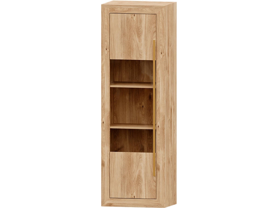 Vitrina MUEBLAM Niza (Roble y Dorado - Melamina - 60x190x42 cm)