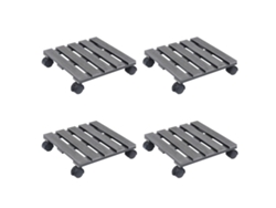 Conjunto 4 Soporte Con Ruedas Para Plantas VIDAXL Gris WPC