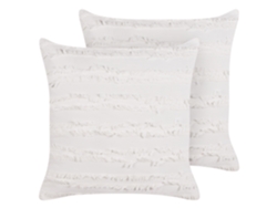 Cojines decorativos modernos BELIANI Makneh de Algodón Blanco 45x45x12