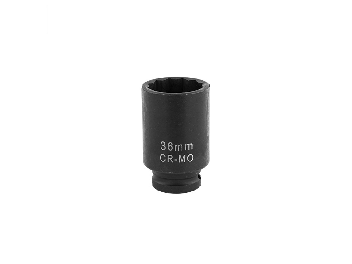 Dado hexagonal de impacto de cromo vanadio de 36 mm para llave de impacto, 12 puntas, 1/2 pulgada de largo