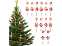 Adornos Navideños, 12 Colgantes Acrílicos Hechos A Mano Color Menta Para Fiestas, Coches Y Jardines.