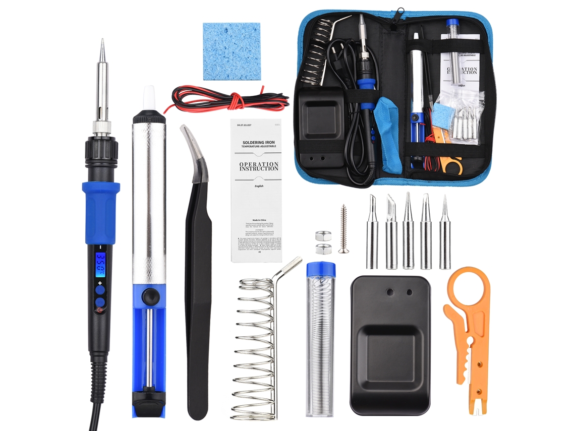 Kit De Soldadura 15 En 1 Hierro De Soldar Con Control De Temperatura Ajustable Y Display Lcd 392-932℉