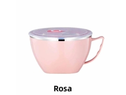 Vaso portátil de acero inoxidable para fideos instantáneos con tapa, fiambrera térmica de doble capa a prueba de fugas MDUG (rosa)