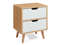 Mesita de noche Bordkak con 2 cajones, 50x40x30 cm, roble/blanco, pt.casa