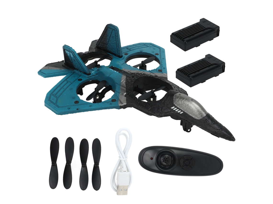 Ymsl Avión De Control Remoto 2.4 Ghz Para Niños Con Luces Led, Propulsor Azul Y 3 Baterías, Planeador Estable Hxl