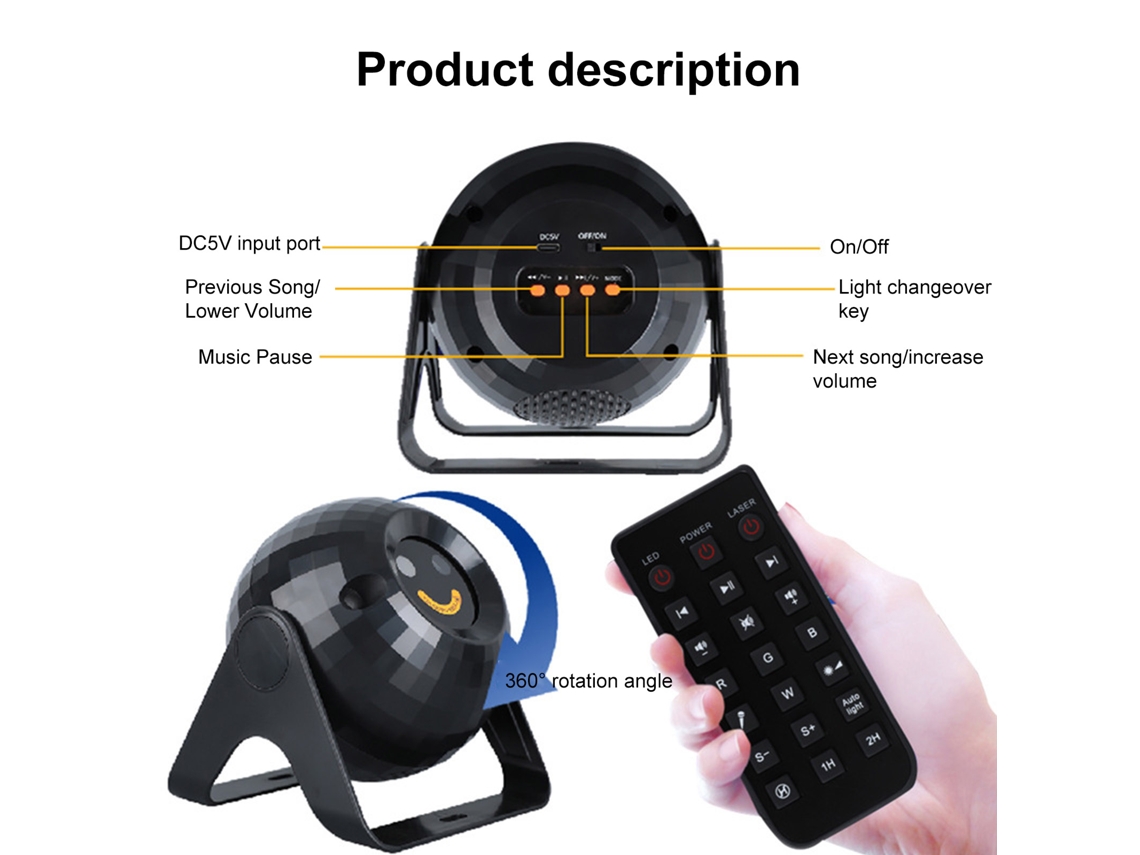 Proyector De Luz Rgbw Con Láser, Control Remoto De 360°, Múltiples Modos Para Ktv, Escenarios Y Fiestas.