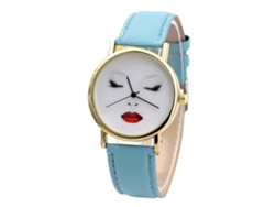 Elegante Reloj De Pulsera De Cuarzo De Aleación Para Mujer, Color Azul Cielo.