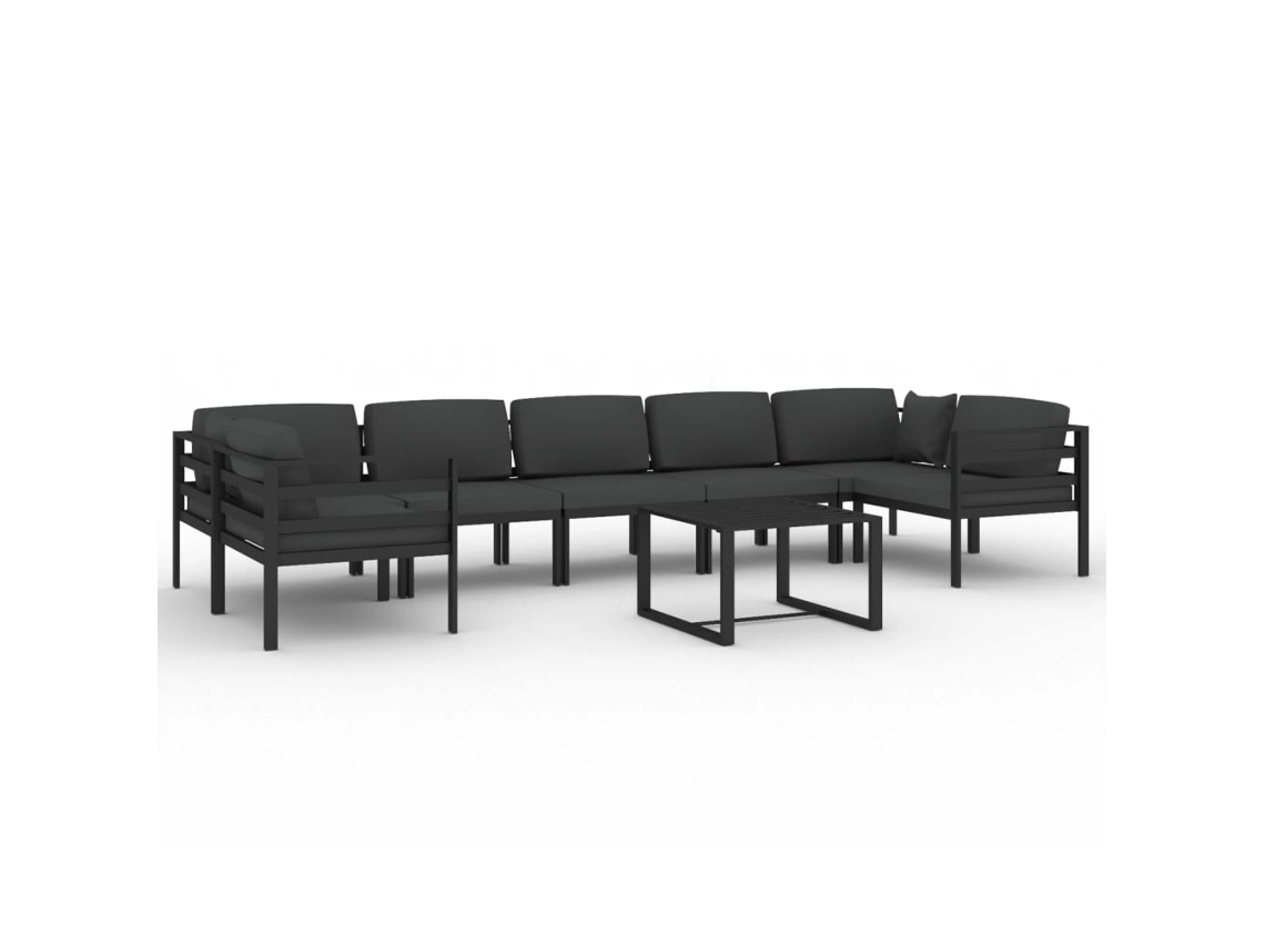Conjunto 8 muebles de jardín VIDAXL y cojines aluminio gris antracita