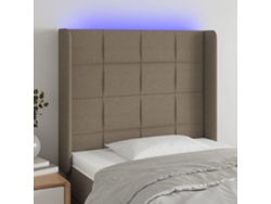 Cabecero Con Led De Tela Gris Taupe 83x16x118/128 Cm