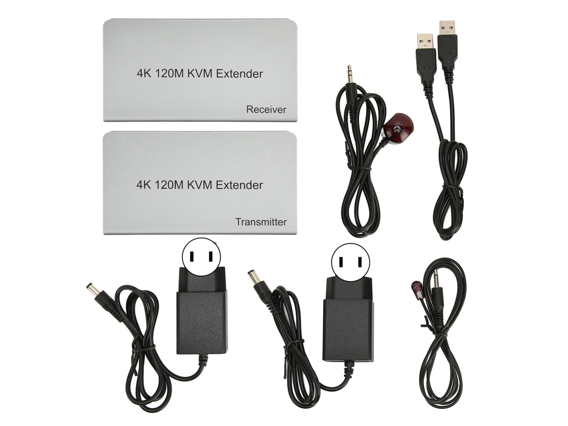 Repetidor Kvm 4k 60hz De 120 M Con Control Remoto Usb Mediante Cable Cat6/cat7 Para Pc Y Tv.