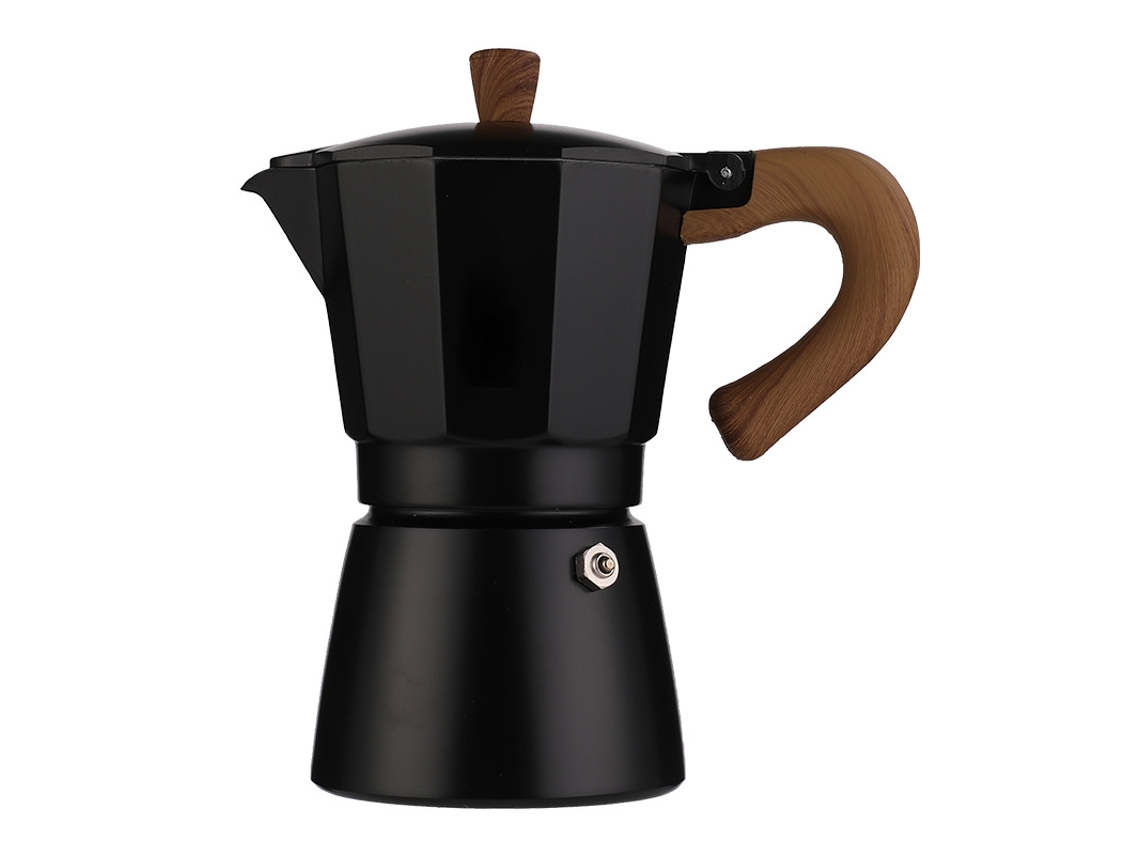 Cafetera italiana moka de 300 ml para estufa, ideal para capuchino o café con leche Eifson (negra)