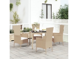 Juego de comedor de jardín de 5 piezas con cojines, mimbre sintético beige, Dkd Home Decor