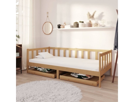MAISON EXCLUSIVE Sofá cama con cajones madera pino maciza miel 90x200 cm