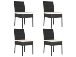 Sillas de comedor de jardín DKD Home Decor de 4 piezas en mimbre sintético negro