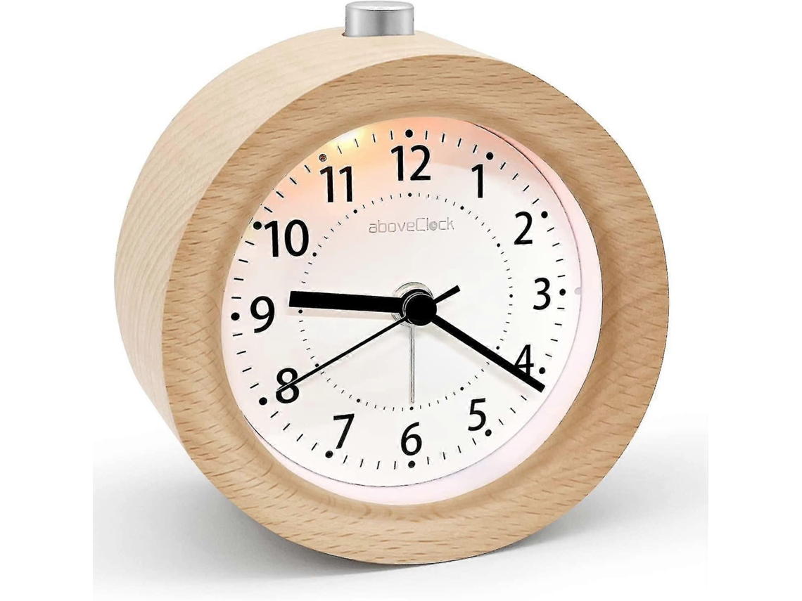 Reloj Despertador Analógico Madera Sin Ticking Con Snooze Luz Nocturna Sin Radiación Para Mesa