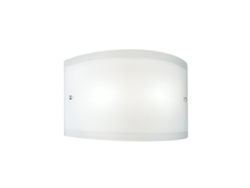 Aplique de pared Lecce en cristal blanco satinado de 35x12 cm, 1 bombilla E27, máx. 42 W, IP20, estructura metálica con detalles cromados, bombilla no incluida.