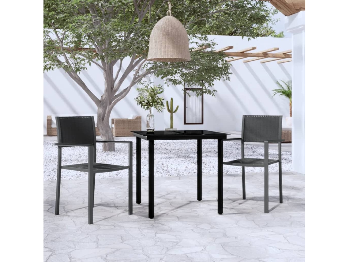 Juego de comedor de jardín de 3 piezas DKD Home Decor en negro
