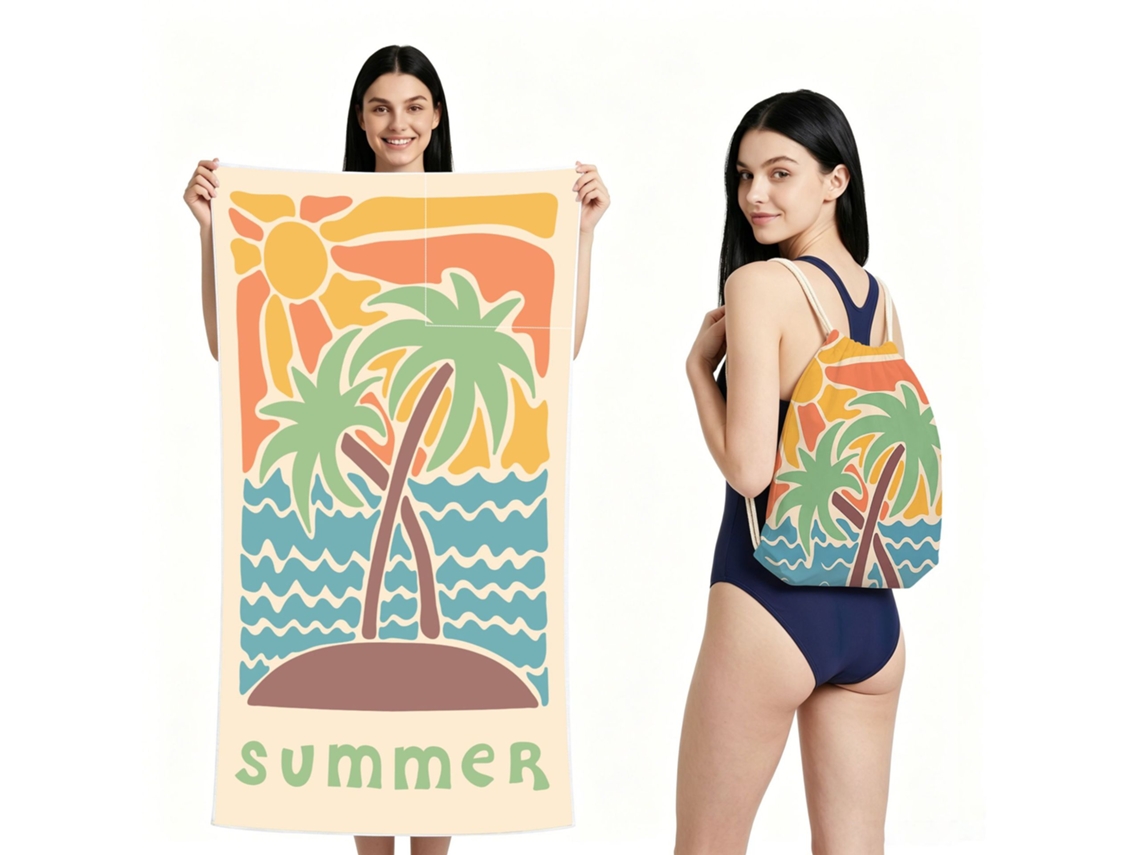 Toalla De Playa Henten Home, Plegable Y Convertible En Mochila, 90x180 Cm