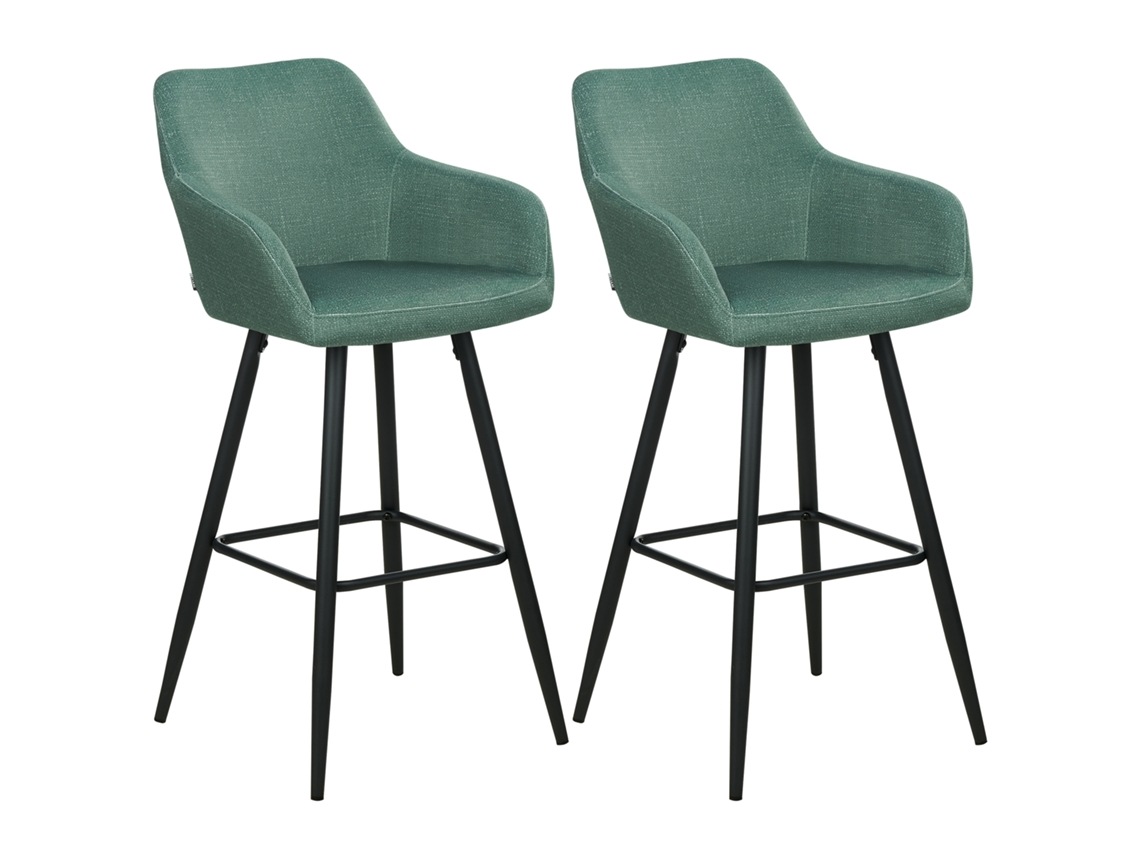 Conjunto de 2 cadeiras de bar BELIANI Casmalia de Veludo Verde 50x55x104