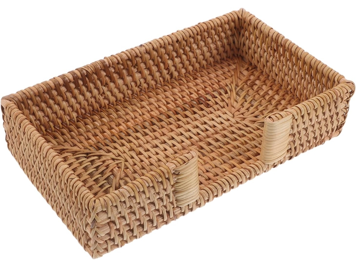 Cesta de mimbre rectangular para toallas de invitados, portarrollos de papel higiénico para cocina y baño, 24 x 14 x 5 cm Slowmoose