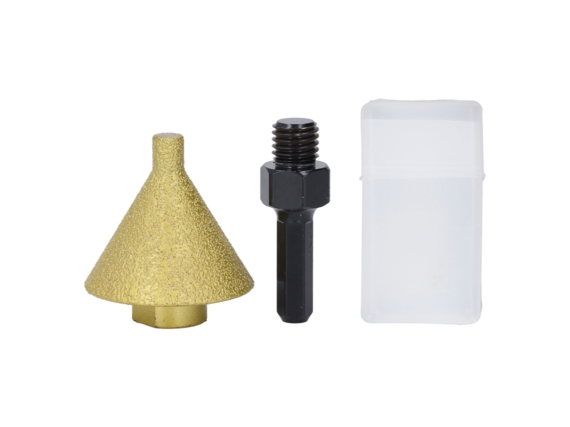 Broca biseladora de grano 50 de 50 mm de diámetro para amoladora angular con adaptador M14 para mármol, cuarzo y baldosas.