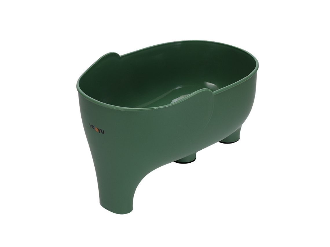 Cesta escurridora multifuncional de plástico con forma de elefante para frutas y verduras. MDUG (verde)