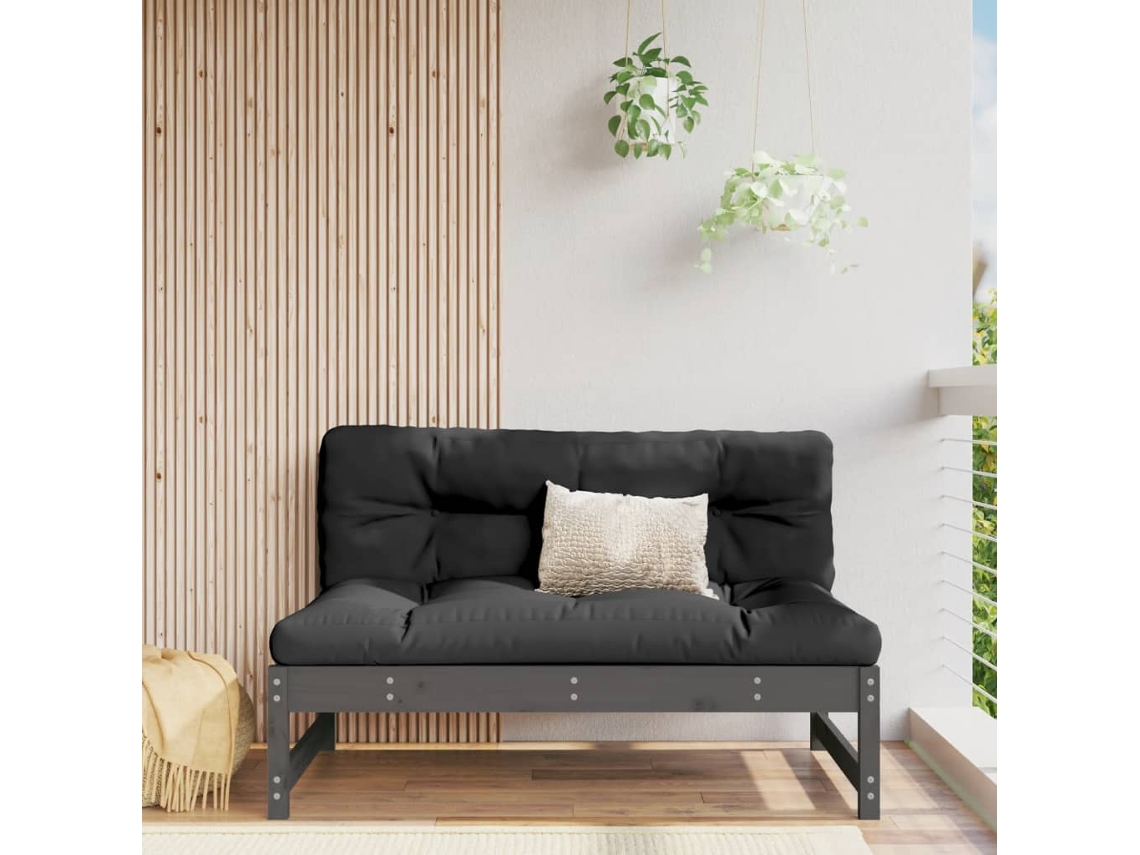 Sofá de Centro 120x80 Cm Madera Maciza de Pino Gris Lovely Home