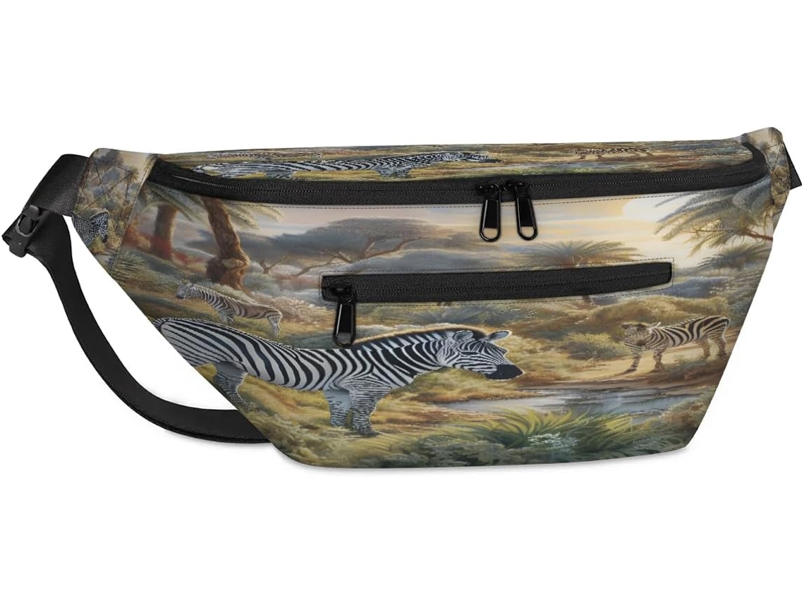 Bolso Hombro Unisex Gran Capacidad Estampado Cebra Selva Tropical Para Viajes Deportes Gimnasio Corredores