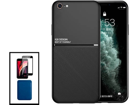 Kit Carcasa Magnética Anti Choque + Cartera + Protector de Pantalla iPhone SE 2022 G4M Negro