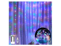 Luces LED de Cortina USB con Mando a Distancia 8 Modos de Luz Resistente al agua (3x3 metros - 300 Led Multicolor) COSHANO