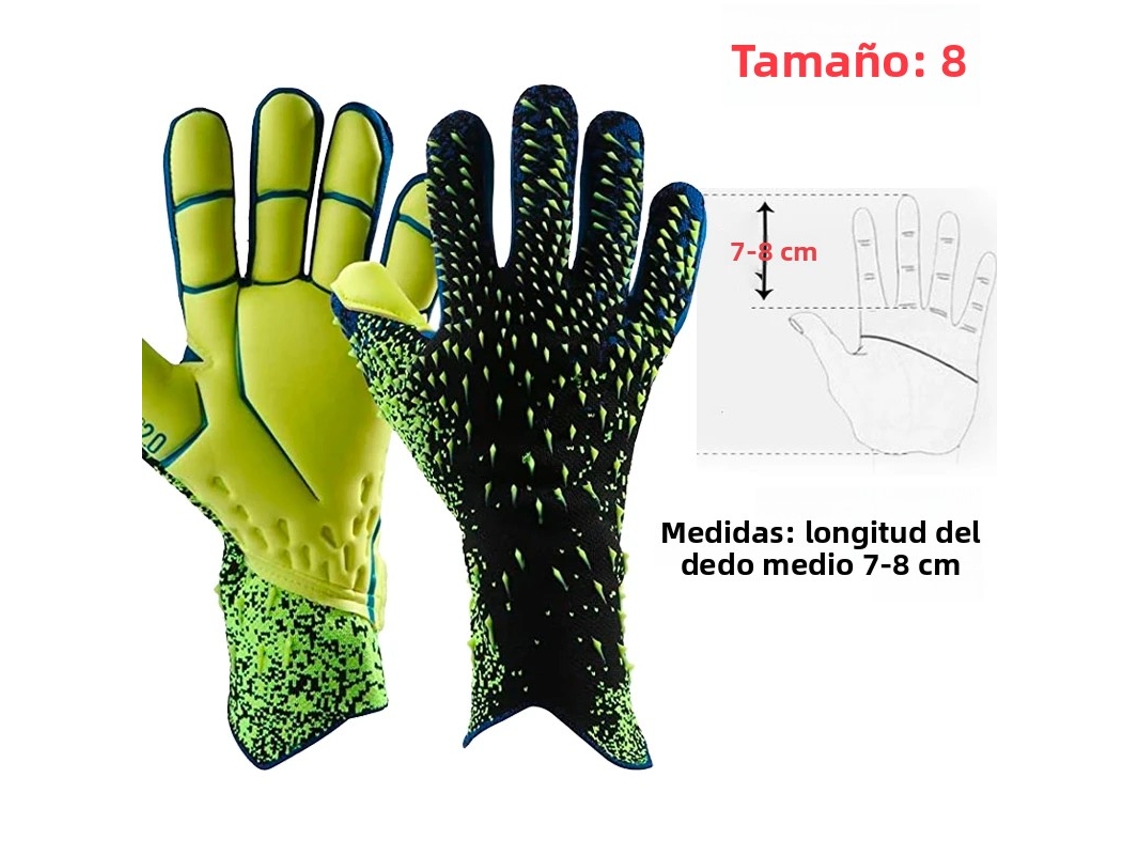Guantes De Portero De Fútbol Profesional (verdes, 8 Cm), Protección De Látex Grueso.