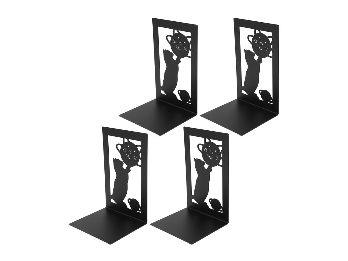 4 Piezas Soportes De Libros De Metal Decorativos Antiestáticos Con Bordes Suaves Para Hogar Y Escuela Cat Planet Ajustables