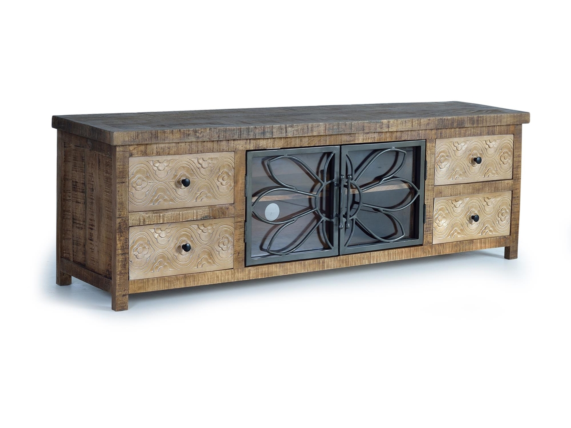 Mueble para TV en Madera de Manglar y Metal Castaño Envejecido 55X170X40 GINER Y COLOMER