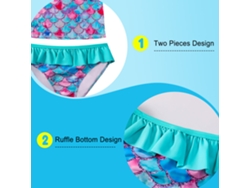 Traje De Baño De Manga Larga Para Niña Con Protección Solar, 2 Piezas