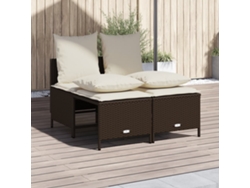 Conjunto de sofás de jardín con cojines de mimbre marrón, Dkd Home Decor