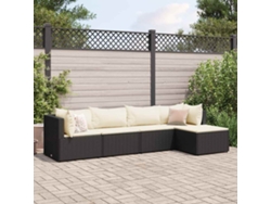 Conjunto de jardín de 5 piezas DKD Home Decor con cojines de mimbre negros